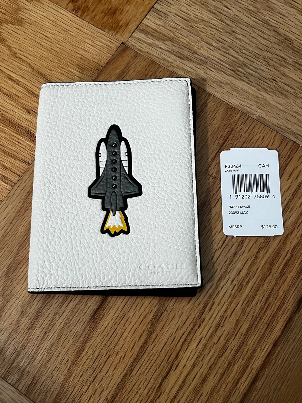 Coach X NASA Apollo Rocket Space Passport Holder F32464